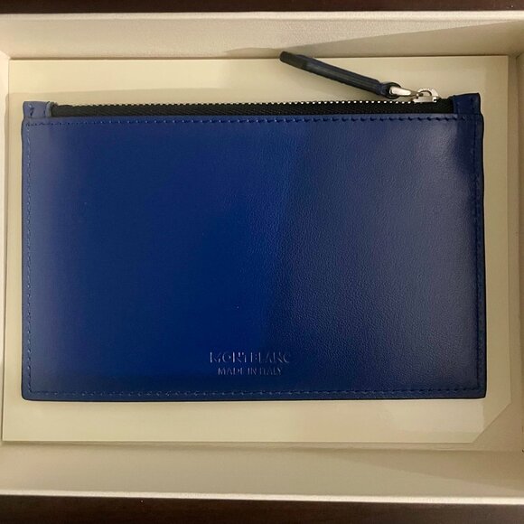 New Montblanc Meisterstück Blue color Leather Zipped Card Holder. Versatile use. - Picture 5 of 7